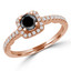 Round Black Diamond Cushion Halo Engagement Ring in Rose Gold with Accents (MVSBL0004-R)