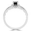 Round Black Diamond Cushion Halo Engagement Ring in White Gold with Accents (MVSBL0004-W)