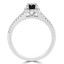 Round Black Diamond Split-Shank Cushion Halo Engagement Ring in White Gold with Accents (MVSBL0005-W)