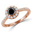 Round Black Diamond Round Halo Engagement Ring in Rose Gold with Accents (MVSBL0006-R)