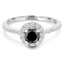 Round Black Diamond Round Halo Engagement Ring in White Gold with Accents (MVSBL0006-W)
