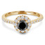 Round Black Diamond Round Halo Engagement Ring in Yellow Gold with Accents (MVSBL0006-Y)
