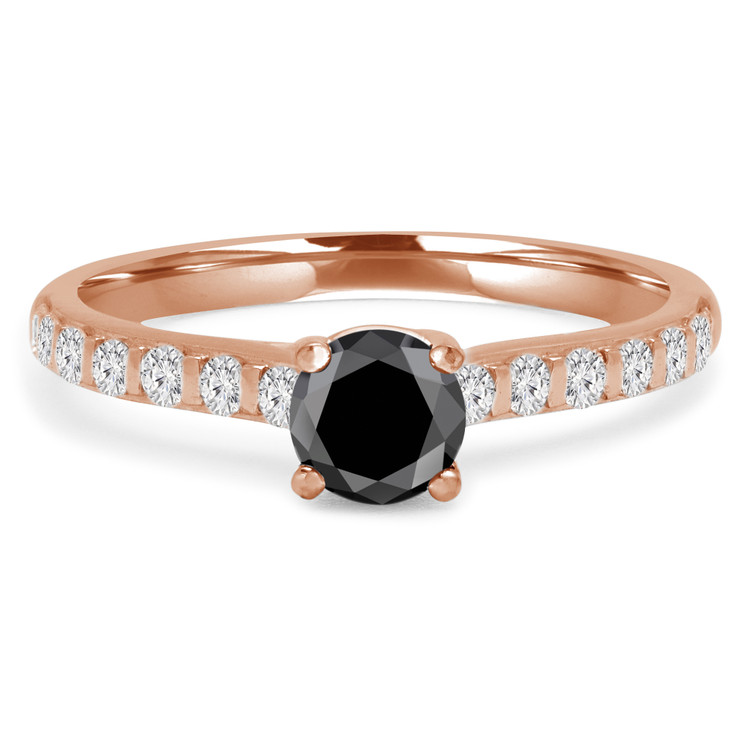 Round Black Diamond Solitaire with Accents Engagement Ring in Rose Gold (MVSBL0007-R)