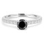 Round Black Diamond Solitaire with Accents Engagement Ring in White Gold (MVSBL0007-W)