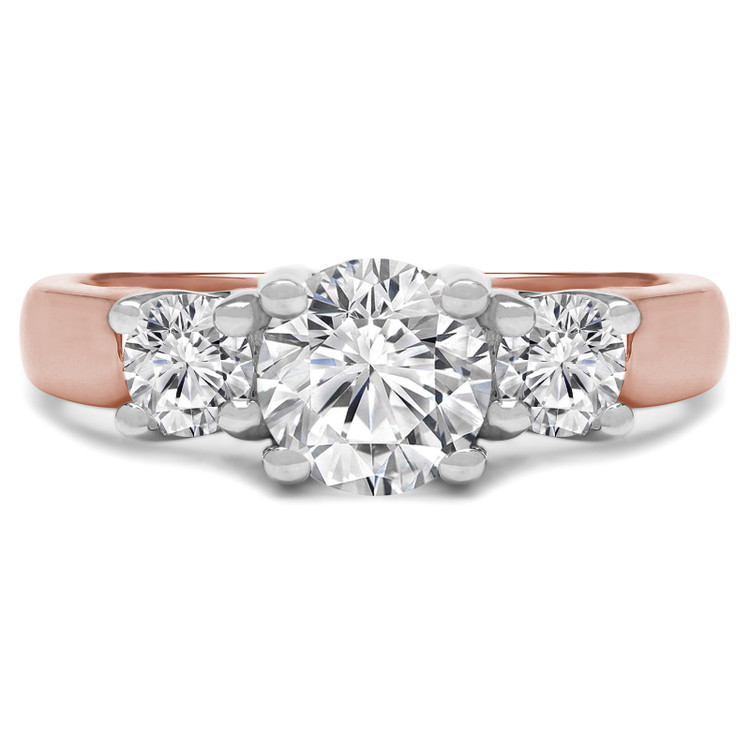 Round Diamond Three-Stone Engagement Ring in Rose Gold (MVSX0001-R)