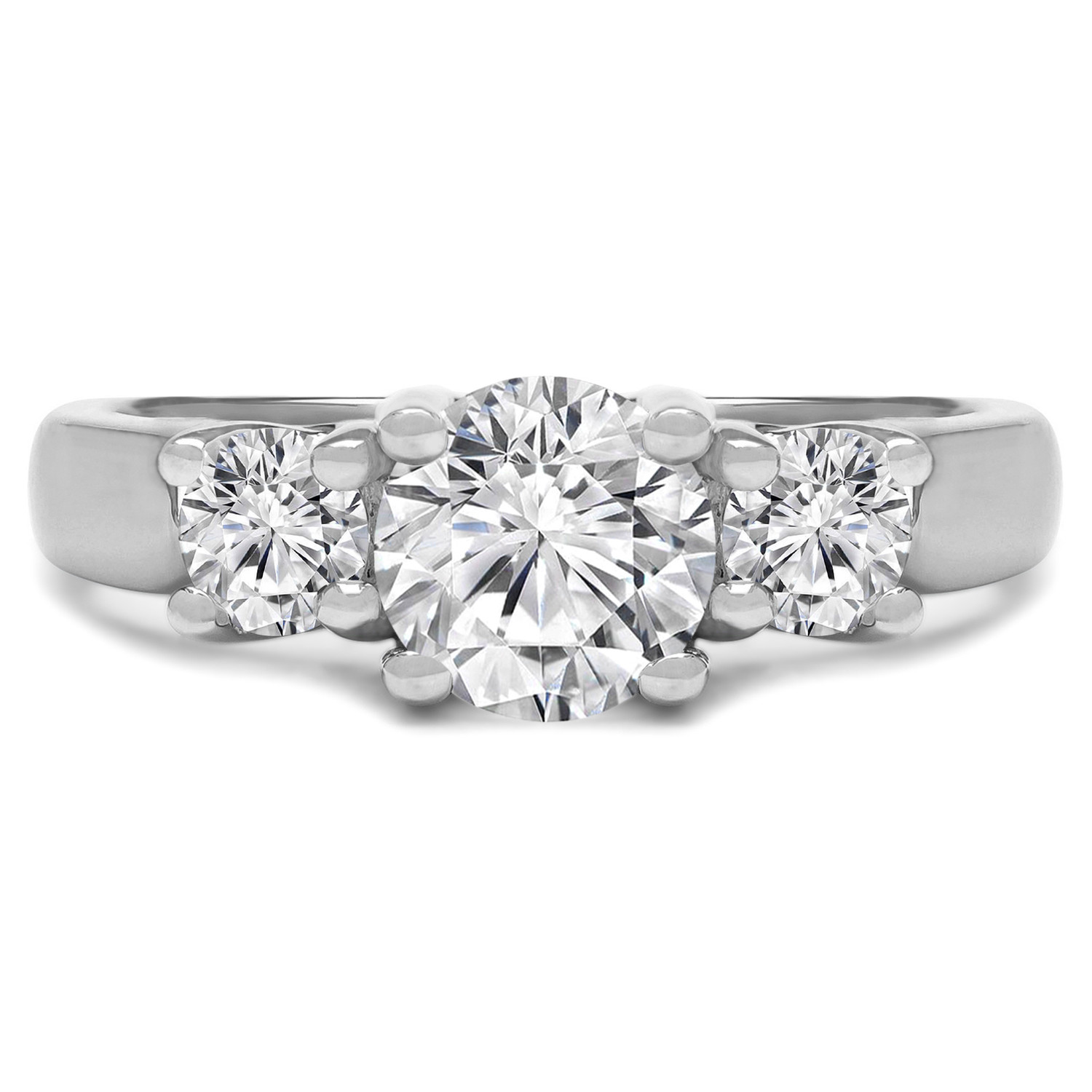 Round Diamond Three-Stone Engagement Ring in White Gold (MVSX0001-W)