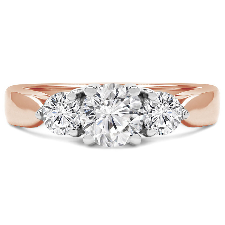Round Diamond Three-Stone Engagement Ring in Rose Gold (MVSX0002-R)
