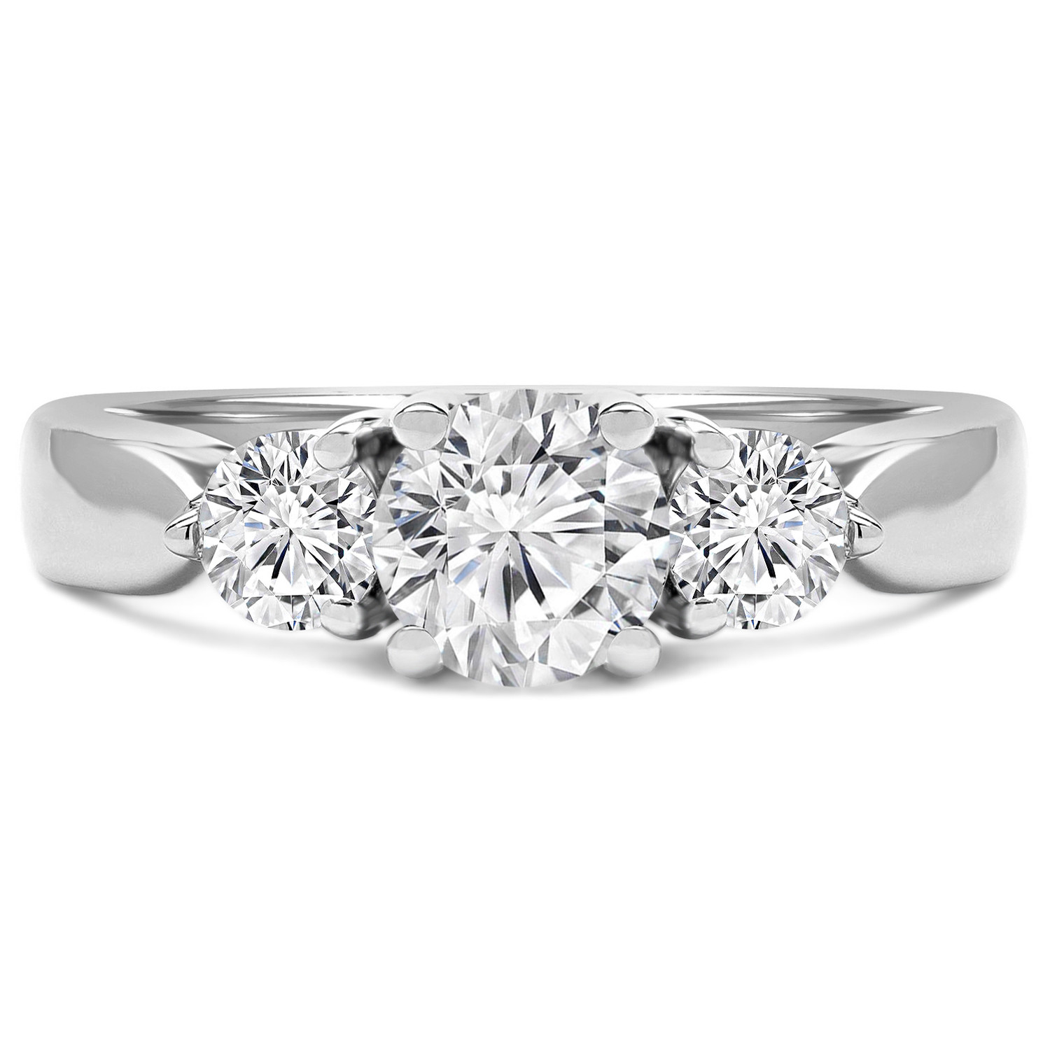 Round Diamond Three-Stone Engagement Ring in White Gold (MVSX0002-W)