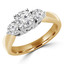 Round Diamond Three-Stone Engagement Ring in Yellow Gold (MVSX0002-Y)