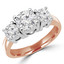 Round Diamond Three-Stone Engagement Ring in Rose Gold (MVSX0003-R)