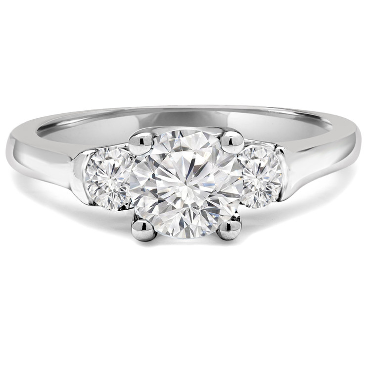 Round Diamond Three-Stone Engagement Ring in White Gold (MVSX0004-W)