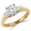 Round Diamond Three-Stone Engagement Ring in Yellow Gold (MVSX0004-Y)