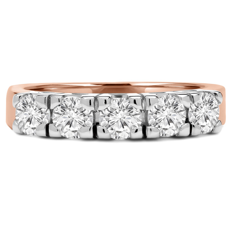 Round Diamond Five-Stone Anniversary Wedding Band Ring in Rose Gold (MVSX0005-R)