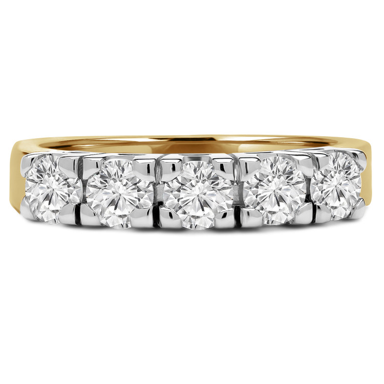 Round Diamond Five-Stone Anniversary Wedding Band Ring in Yellow Gold (MVSX0005-Y)