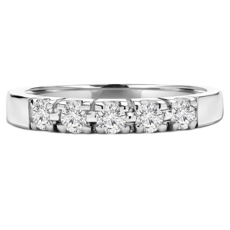 Round Diamond Five-Stone Anniversary Wedding Band Ring in White Gold (MVSX0006-W)