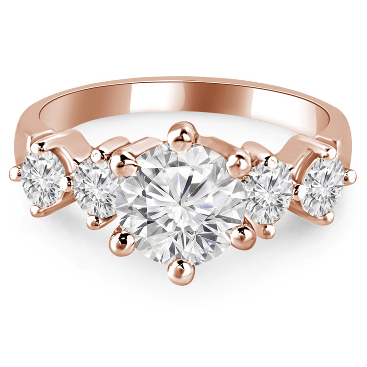 Round Diamond Five-Stone Engagement Ring in Rose Gold (MVSX0009-R)