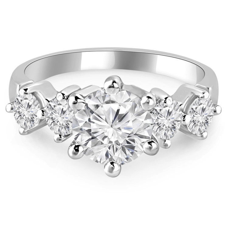 Round Diamond Five-Stone Engagement Ring in White Gold (MVSX0009-W)