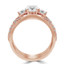 Round Diamond Three-Stone Engagement Ring and Wedding Band Set Ring in Rose Gold with Accents (MVSX0011-R)