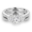 Round Diamond Three-Stone Engagement Ring and Wedding Band Set Ring in White Gold with Accents (MVSX0011-W)
