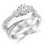 Round Diamond Three-Stone Engagement Ring and Wedding Band Set Ring in White Gold with Accents (MVSX0011-W)