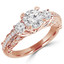 Round Diamond Vintage Three-Stone Engagement Ring in Rose Gold with Accents (MVSX0012-R)