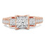 Princess Diamond Vintage Three-Stone Engagement Ring in Rose Gold with Accents (MVSX0014-R)
