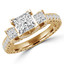 Princess Diamond Vintage Three-Stone Engagement Ring in Yellow Gold with Accents (MVSX0014-Y)