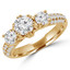 Round Diamond Three-Stone Engagement Ring in Yellow Gold with Accents (MVSX0015-Y)