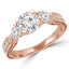 Round Diamond Vintage Three-Stone Engagement Ring in Rose Gold with Accents (MVSX0016-R)