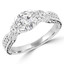 Round Diamond Vintage Three-Stone Engagement Ring in White Gold with Accents (MVSX0016-W)