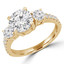 Round Diamond Three-Stone Engagement Ring in Yellow Gold with Accents (MVSX0019-Y)