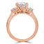 Round Diamond Three-Stone Engagement Ring in Rose Gold with Accents (MVSX0020-R)