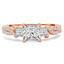 Princess Diamond Three-Stone Engagement Ring in Rose Gold with Accents (MVSX0021-R)