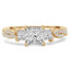 Princess Diamond Three-Stone Engagement Ring in Yellow Gold with Accents (MVSX0021-Y)