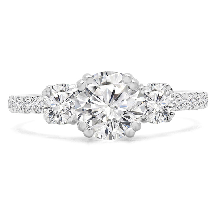 Round Diamond Three-Stone Engagement Ring in White Gold with Accents (MVSX0022-W)