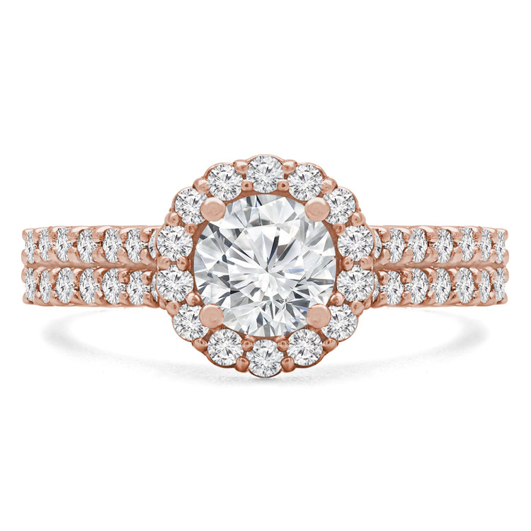 Round Diamond Two Row Halo Engagement Ring in Rose Gold (MVSX0024-R)