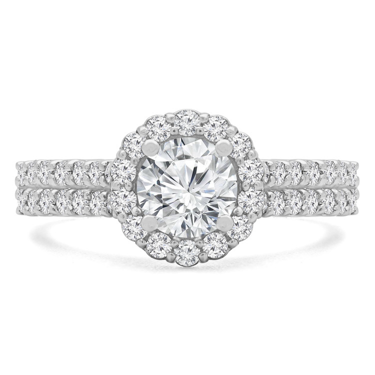 Round Diamond Two Row Halo Engagement Ring in White Gold (MVSX0024-W)