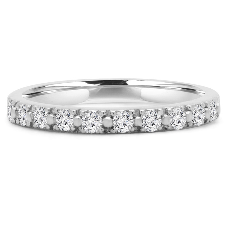 Round Diamond Semi-Eternity Wedding Band Ring in White Gold (MVSXB0002-W)