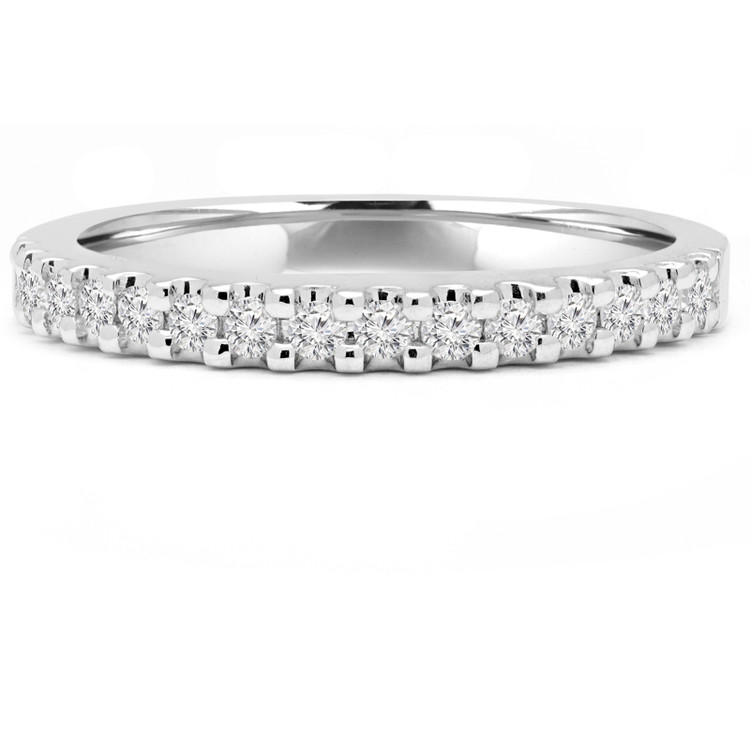 Round Diamond Semi-Eternity Wedding Band Ring in White Gold (MVSXB0008-W)