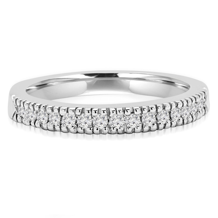 Round Diamond Semi-Eternity Wedding Band Ring in White Gold (MVSXB0009-W)