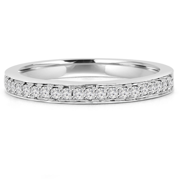 Round Diamond Semi-Eternity Wedding Band Ring in White Gold (MVSXB0011-W)