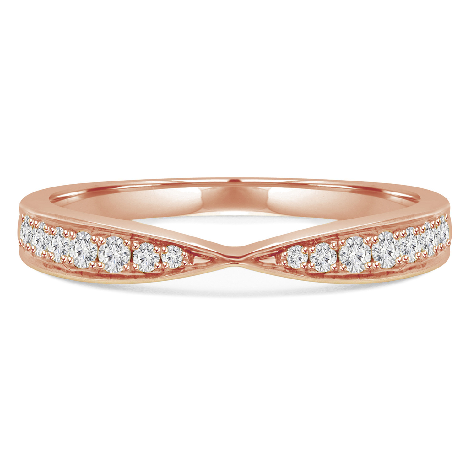 Round Diamond Semi-Eternity Wedding Band Ring in Rose Gold (MVSXB0018-R)