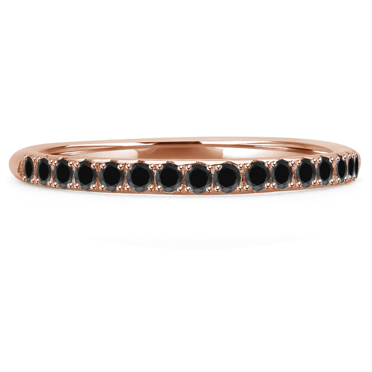 Round Black Diamond Semi-Eternity Wedding Band Ring in Rose Gold (MVSXB0019-R)