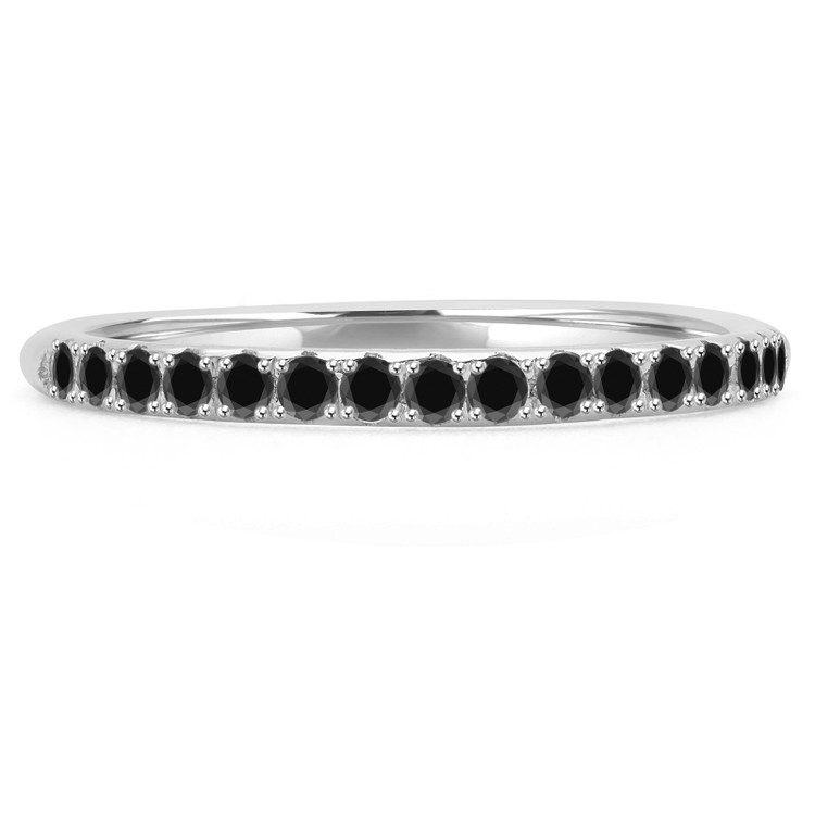 Round Black Diamond Semi-Eternity Wedding Band Ring in White Gold (MVSXB0019-W)