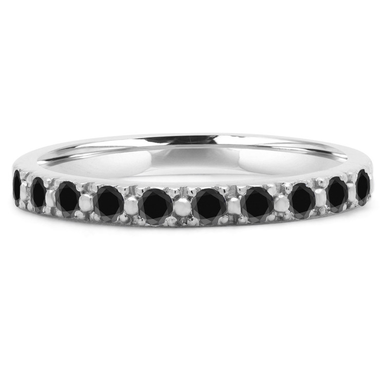 Round Black Diamond Semi-Eternity Wedding Band Ring in White Gold (MVSXB0020-W)
