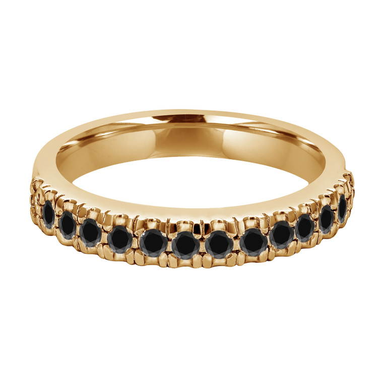 Round Black Diamond Semi-Eternity Wedding Band Ring in Yellow Gold (MVSXB0021-Y)