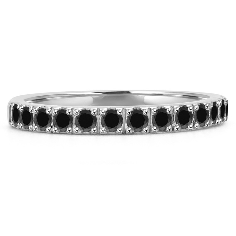 Round Black Diamond Semi-Eternity Wedding Band Ring in White Gold (MVSXB0022-W)