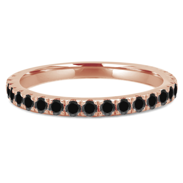 Round Black Diamond Semi-Eternity Wedding Band Ring in Rose Gold (MVSXB0023-R)