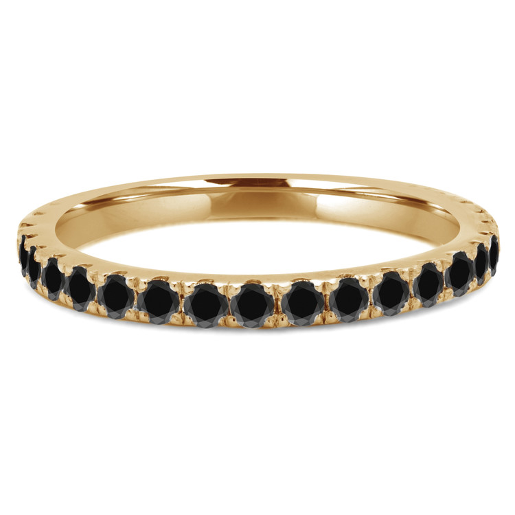 Round Black Diamond Semi-Eternity Wedding Band Ring in Yellow Gold (MVSXB0023-Y)