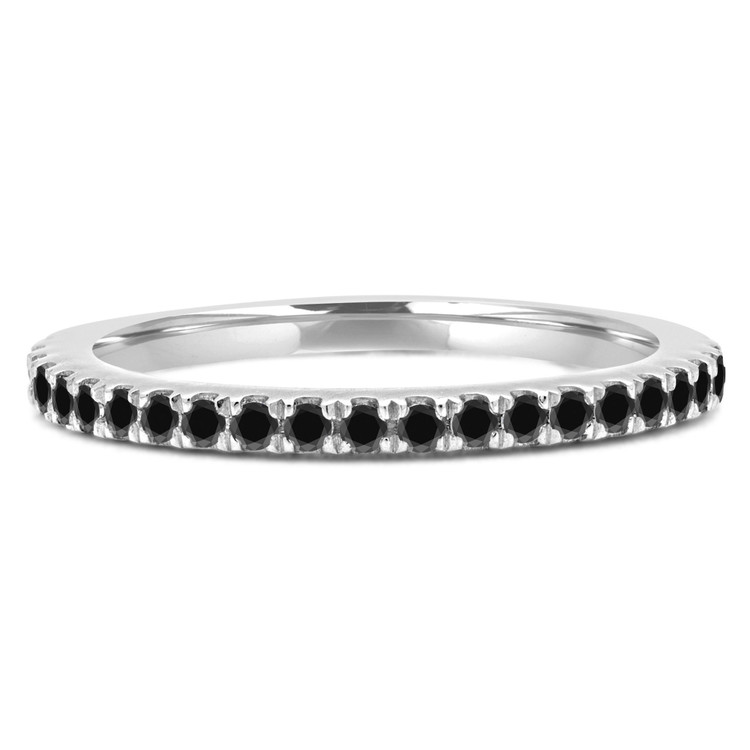 Round Black Diamond Semi-Eternity Wedding Band Ring in White Gold (MVSXB0024-W)